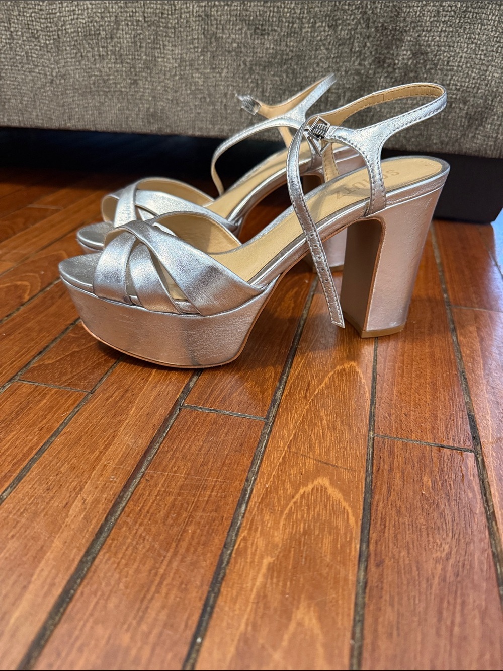 Schutz Keefa Platform Heels in Silver